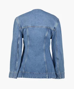 Ganni Jack Cutline Denim Fitted Midden Blauw