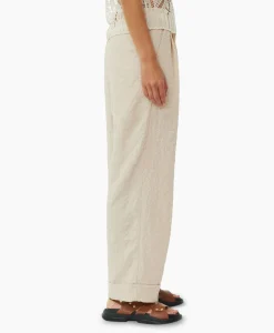 Ganni Pantalon Textured Suiting Mid Waist Beige