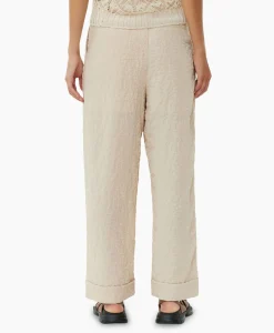 Ganni Pantalon Textured Suiting Mid Waist Beige