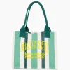 Ganni Shopper Large Easy Stripes Groen