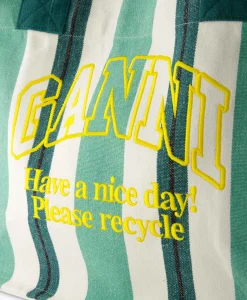 Ganni Shopper Large Easy Stripes Groen