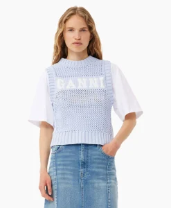 Ganni Spencer Cotton Rope Licht Blauw
