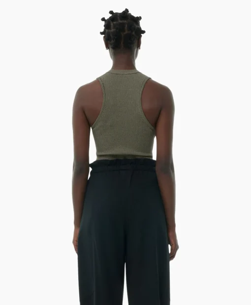 Ganni Top Melange Knit Sleeveless Bruin