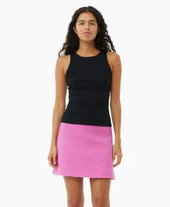Ganni Top Soft Cotton Rib Tank Zwart
