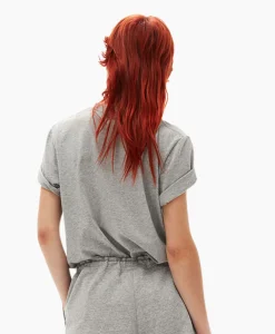 Ganni T-Shirt Korte Mouw Thin Jersey O-Neck Grijs