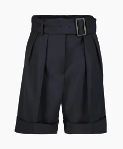 Golden Goose Korte Broek Golden W's Short Compact Gabardine Woo Donker Blauw