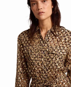 Golden Goose Midi Jurk Golden W's Chemisier Leopard Print Fil C Beige