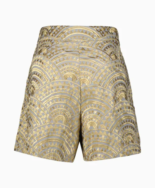 Greek Archaic Kori Korte Broek All Over Pleates Licht Grijs