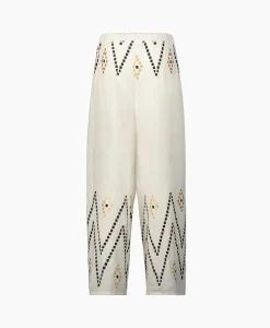 Greek Archaic Kori Pantalon Zig Zag Elastic Waist Ivoor / Naturel