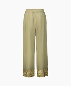Greek Archaic Kori Pantalon New All Over Elastic Waistband Goud