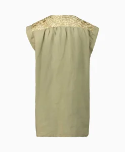 Greek Archaic Kori Top New All Over Sleeveless Buttons Goud