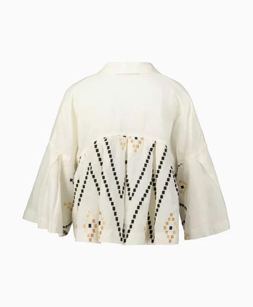 Greek Archaic Kori Top Zig Zag Pleates Ivoor / Naturel