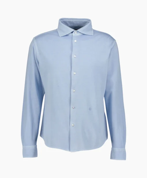 Jacob Cohen Overhemd M/L Piquet Con Ricamo Licht Blauw