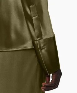 Joseph Blouse Brunel Silk Satin Olijf