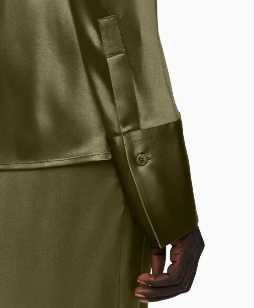 Joseph Blouse Brunel Silk Satin Olijf