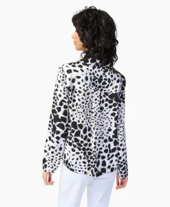 Joseph Ribkoff Blouse Lange Mouw Print Wikkel Zwart Dessin