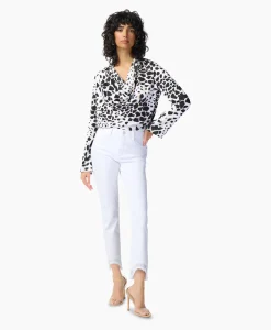 Joseph Ribkoff Blouse Lange Mouw Print Wikkel Zwart Dessin