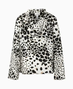 Joseph Ribkoff Blouse Lange Mouw Print Wikkel Zwart Dessin