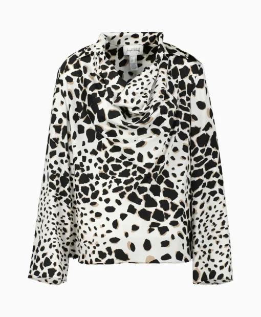 Joseph Ribkoff Blouse Lange Mouw Print Wikkel Zwart Dessin