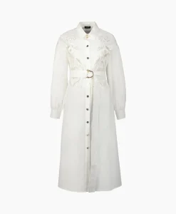Liu Jo Midi Jurk Chemisier Logato C/Cintura Wit