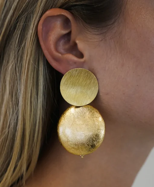 Lott. Gioielli Oorbellen Cw Earring Round Disc Xl Goud