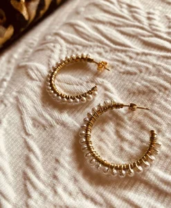 Lott. Gioielli Oorbellen Cl Hoop With Pear Off White