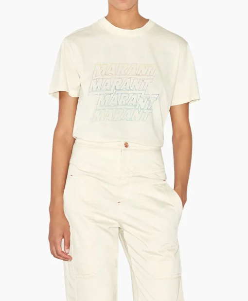Marant Etoile T-Shirt Korte Mouw Ziliani-Ga Ecru