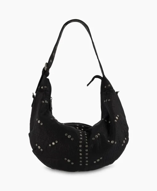 Nunoo Bags Crossbody Tas Dagmar Rivet Washed Black Zwart