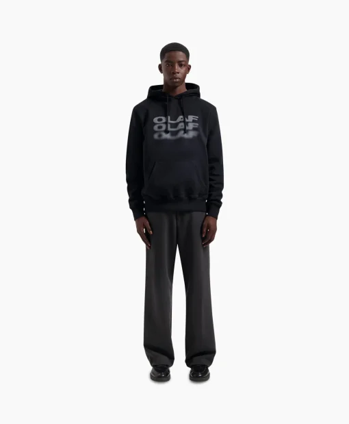 Olaf Hussein Hoodie Blur Logo Zwart