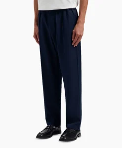Olaf Hussein Pantalon Pintuck Donker Blauw