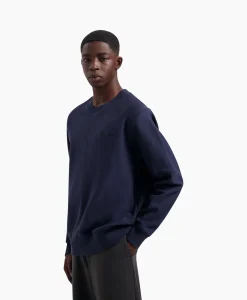 Olaf Hussein Sweater Logo Crewneck Donker Blauw