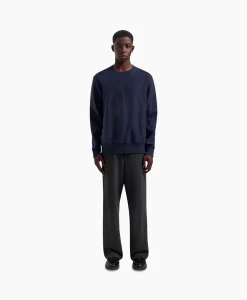 Olaf Hussein Sweater Logo Crewneck Donker Blauw