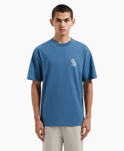 Olaf Hussein T-Shirt Korte Mouw Layered Logo Blauw