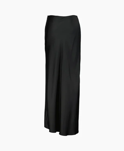 Rohe Midi Rok Long Satin Zwart