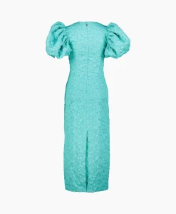 Rotate Midi Jurk 3D Jacquard Turquoise