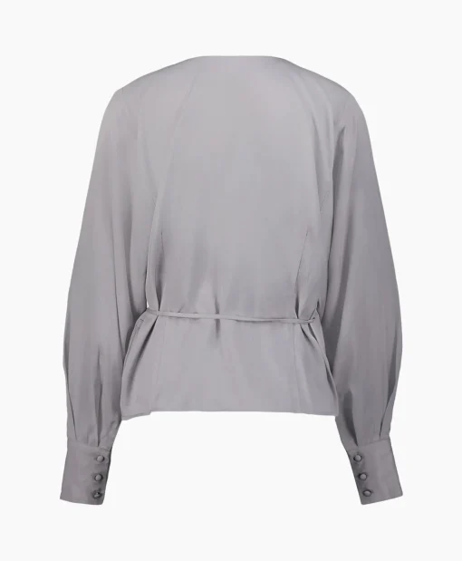 Selected Femme Blouse Jolie Ls Wrap Top Ex Grijs