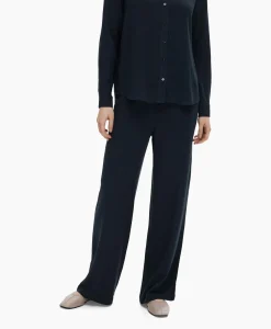 Selected Femme Broek Viva-Gulia Mw Long Linen Pant No Donker Blauw