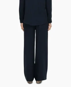 Selected Femme Broek Viva-Gulia Mw Long Linen Pant No Donker Blauw