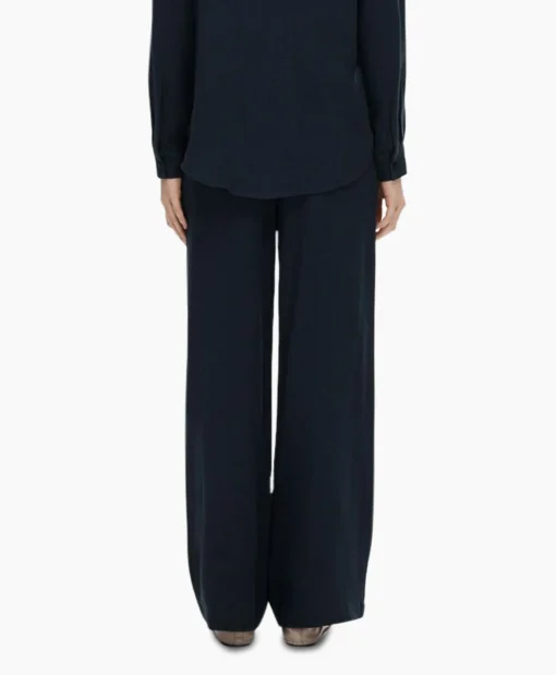 Selected Femme Broek Viva-Gulia Mw Long Linen Pant No Donker Blauw