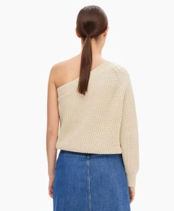 Selected Femme Gebreide Trui Sedora Ls Knit One Shoulder Off White