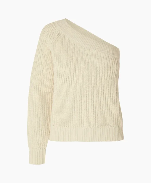 Selected Femme Gebreide Trui Sedora Ls Knit One Shoulder Off White