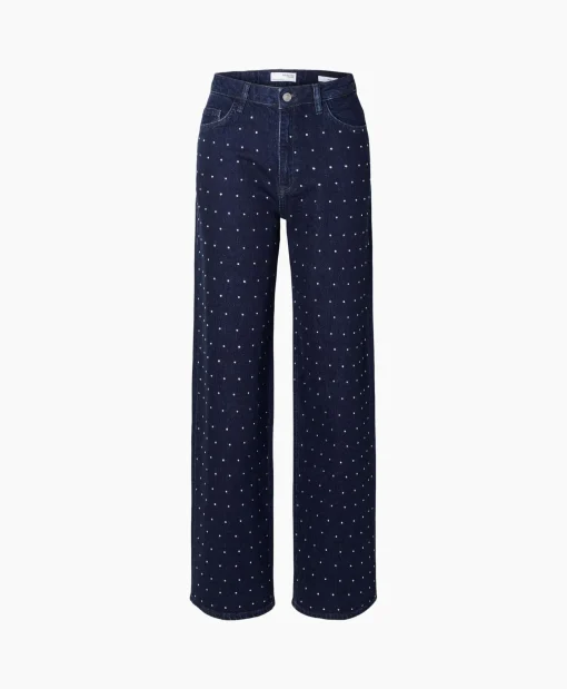 Selected Femme Jeans Marley-Bea Hw Mid Blue Wide Jean Blauw