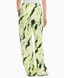 Selected Femme Pantalon Lilian Hw Aop Wide Pant B Goud