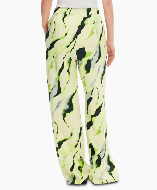 Selected Femme Pantalon Lilian Hw Aop Wide Pant B Goud