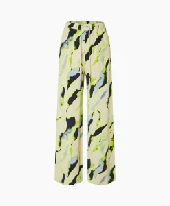 Selected Femme Pantalon Lilian Hw Aop Wide Pant B Goud
