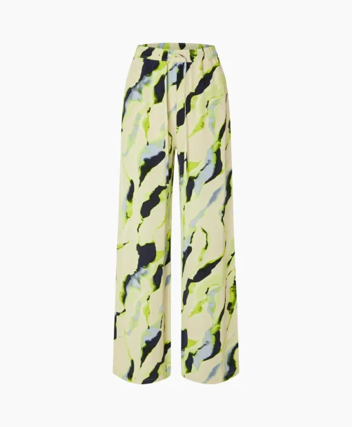 Selected Femme Pantalon Lilian Hw Aop Wide Pant B Goud
