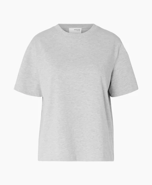 Selected Femme Selected Femme T-Shirt Essential Ssboxy Tee Noos Licht Grijs