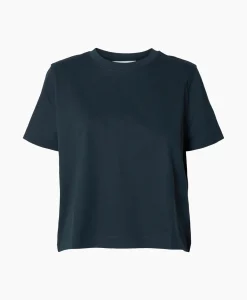Selected Femme Selected Femme T-Shirt Essential Ssboxy Tee Noos Donker Blauw