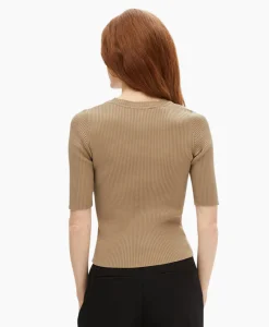 Selected Femme Top Mala 2/4 Knit O-Neck B Noos Licht Grijs