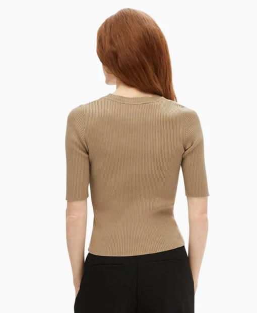 Selected Femme Top Mala 2/4 Knit O-Neck B Noos Licht Grijs